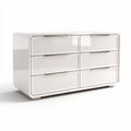 White six-drawer storage dresser with sleek design and dimensions 120 x 60 x 75cm