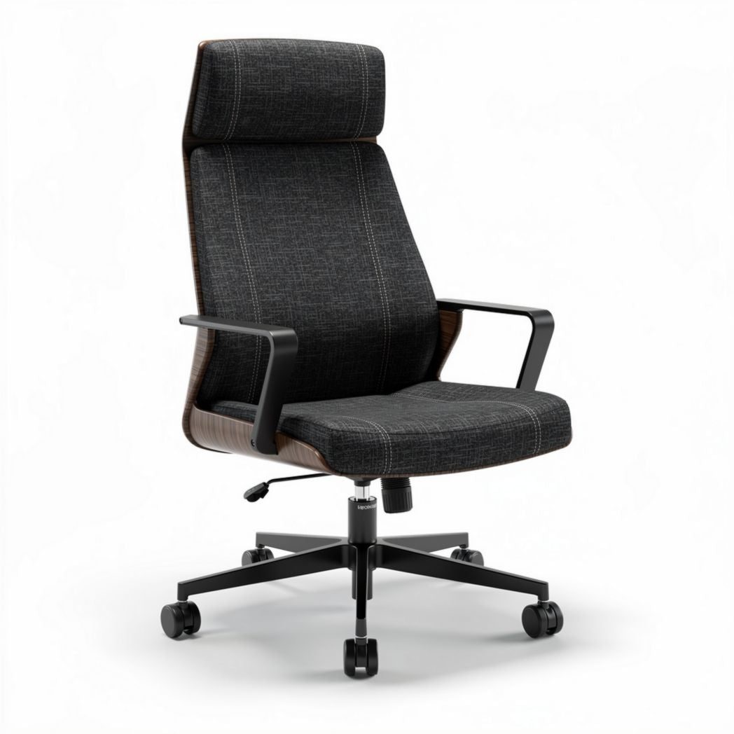 Ergonomic office chair with adjustable height and lumbar support in gray fabric