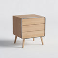 Wooden storage nightstand with three drawers and metal trim 40 x 40 x 50cm