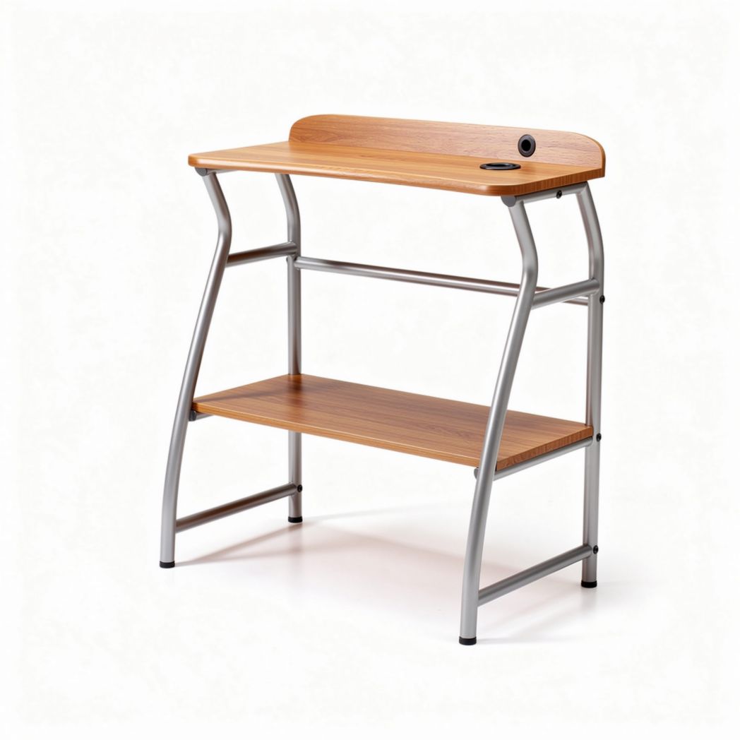 Wooden top study desk with metal legs and under-shelf 80 x 50 x 75cm