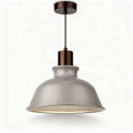 Hanging pendant light fixture with ribbed glass shade and bronze finish 25 x 25 x 15cm