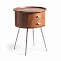 Wooden nightstand with two drawers and stainless steel legs 40 x 40 x 60cm