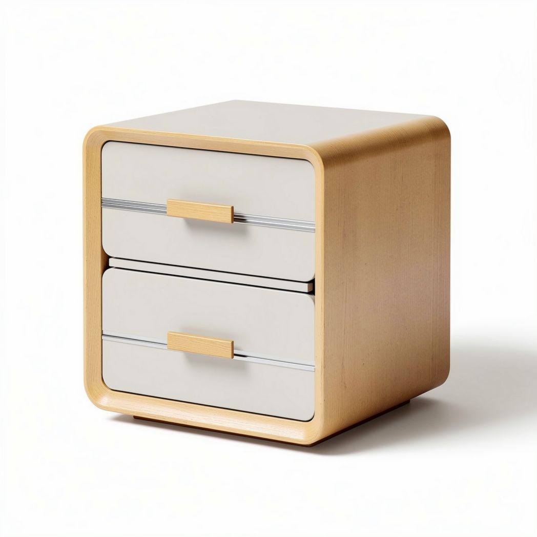 Wooden nightstand with two drawers and minimalist design 40 x 40 x 45cm