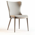 Modern upholstered dining chair with metal legs in light gray color