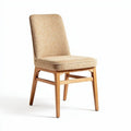 Fabric dining chair with wooden legs in beige color 45 x 45 x 85cm